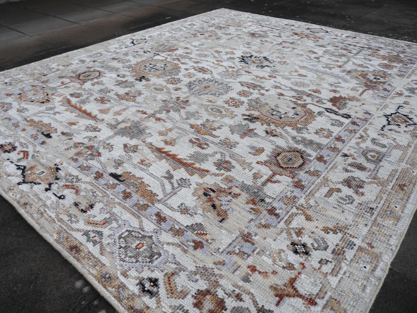 Modern Rug in Style of Oushak Hand Knotted Contemporary Carpet 1