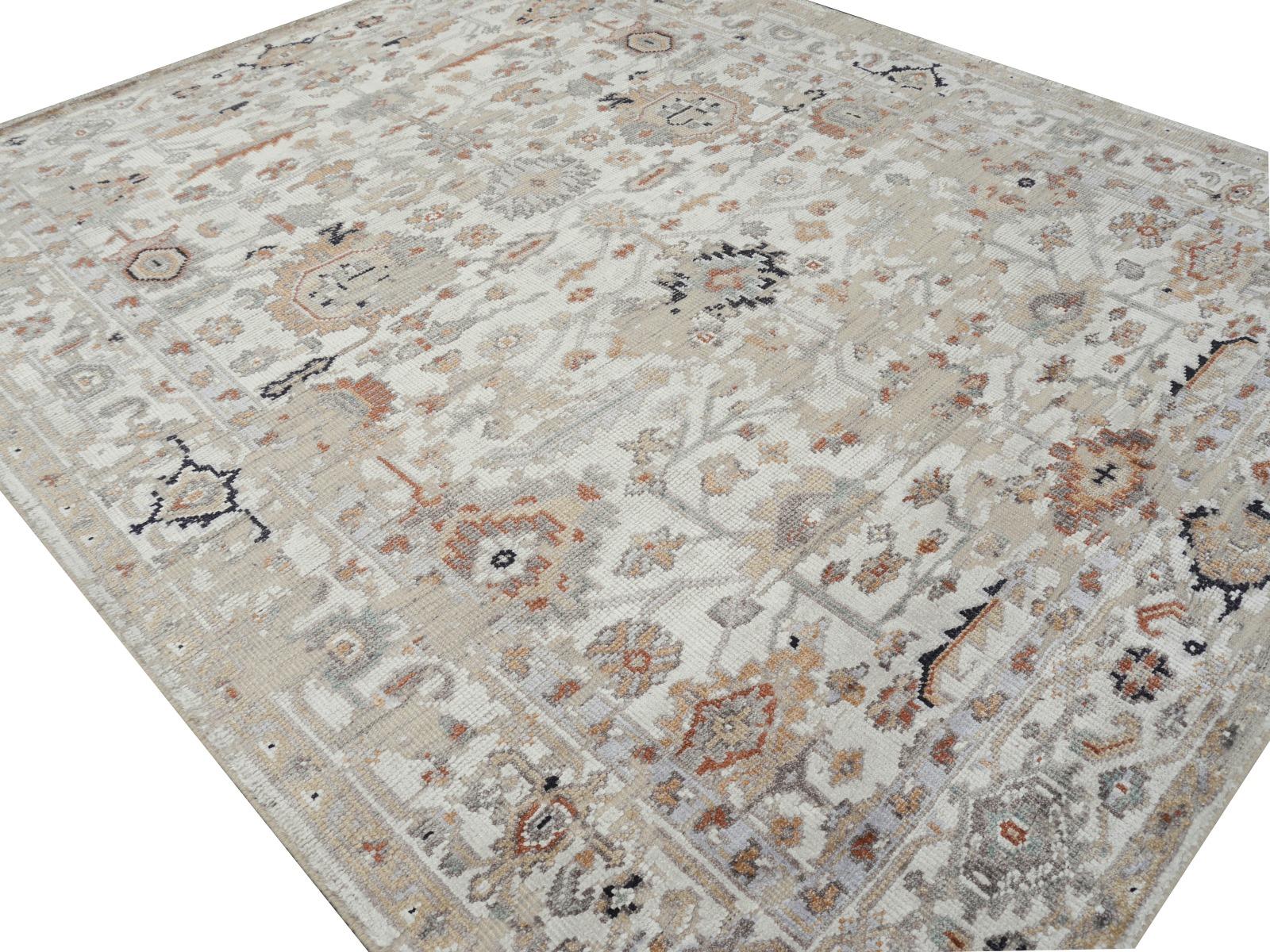 Modern Rug in Style of Oushak Hand Knotted Contemporary Carpet 3