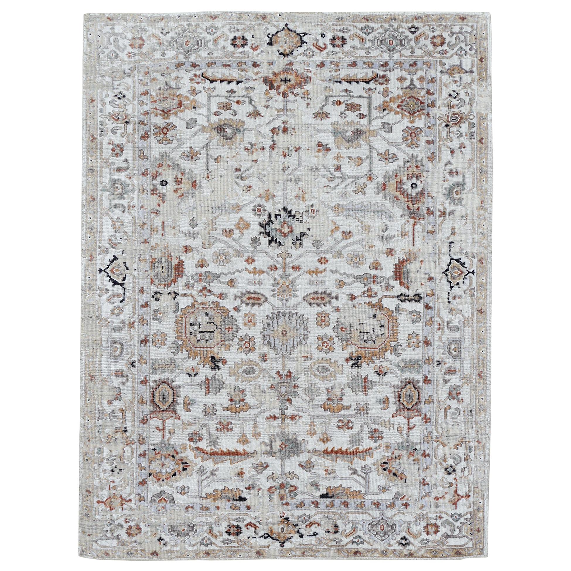 Modern Rug in Style of Oushak Hand Knotted Contemporary Carpet