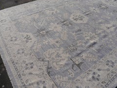 Afghan Oushak Hand Knotted 8 x 10 ft Carpet White Gray Djoharian Collection