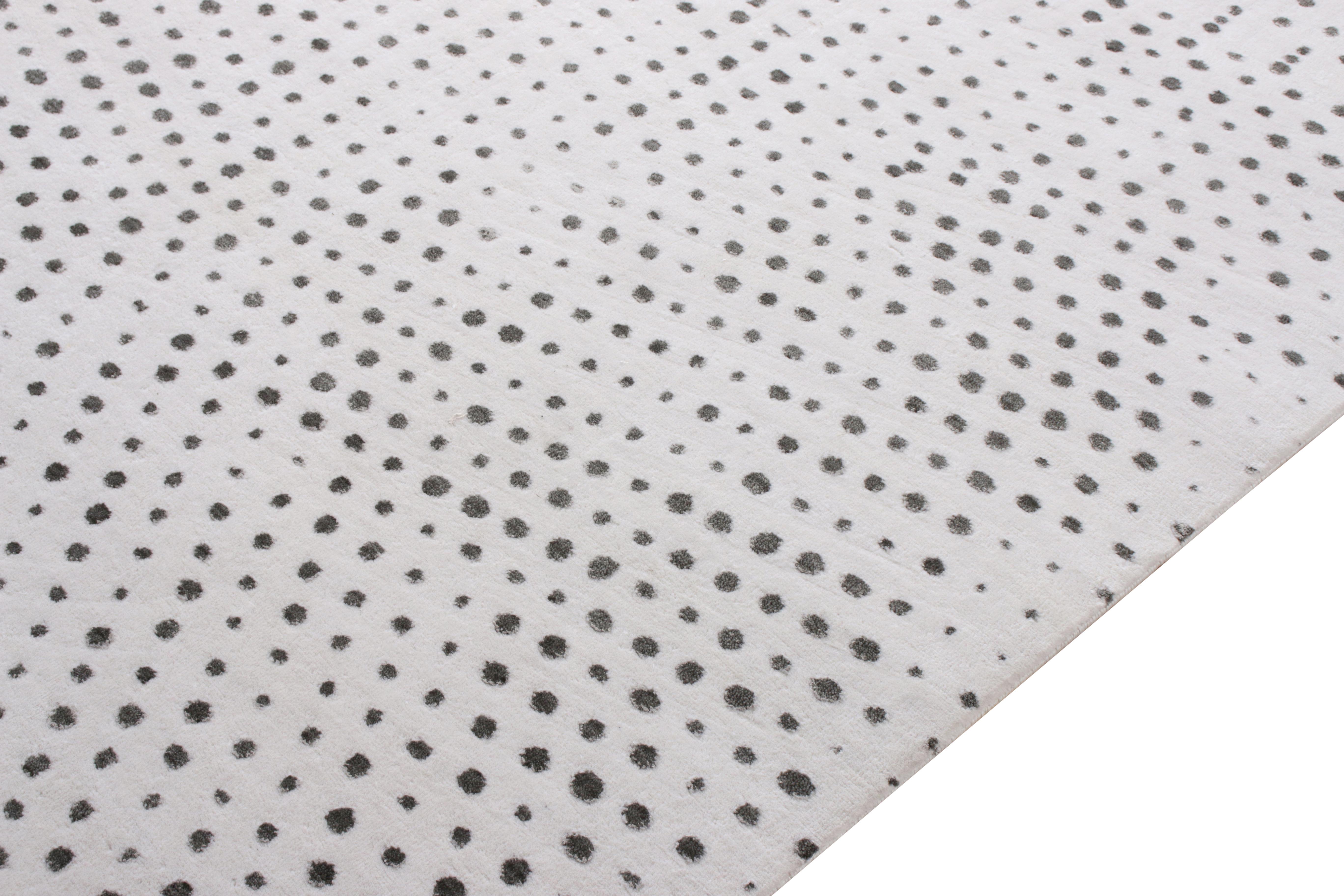 Modern Rug & Kilim's Abstract Rug in White and Black Dot Patterns For Sale