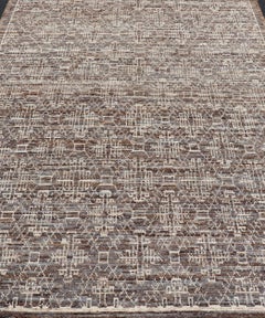 Moroccan Design Rug in Wool Geometric Design in Brown by Keivan Woven Arts