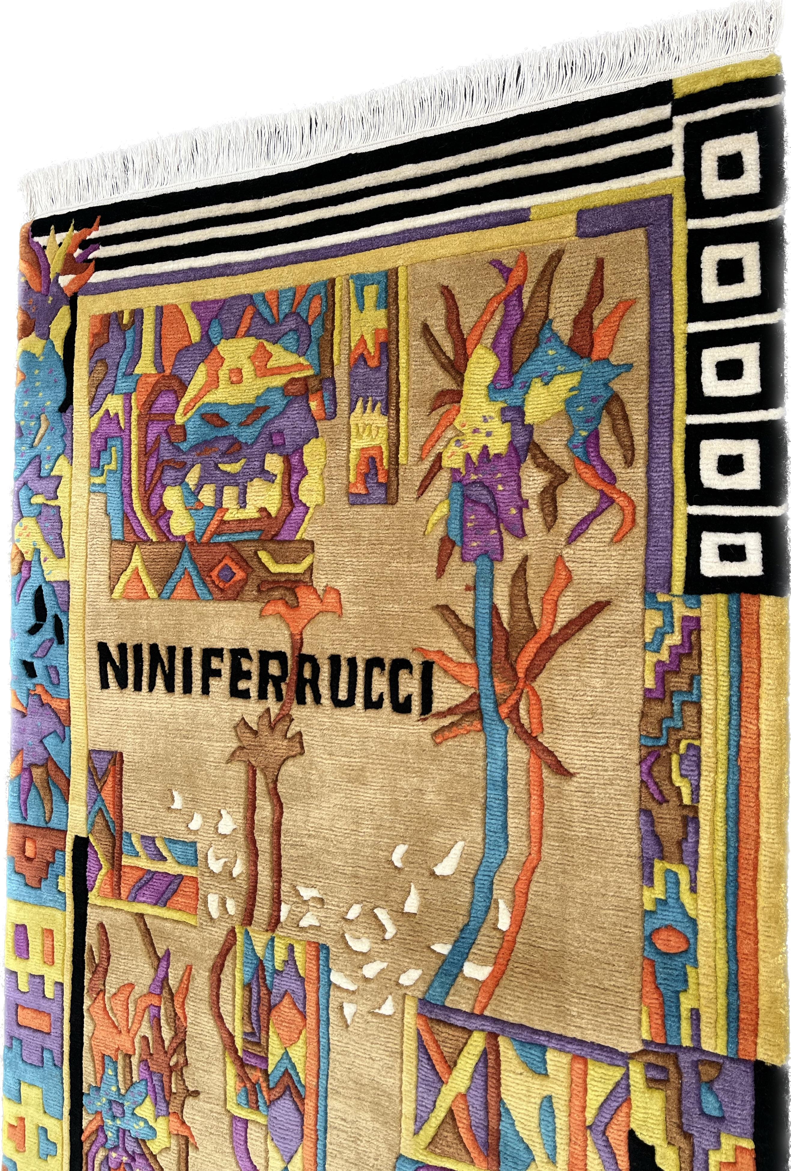 Moderner Teppich, signiert Nini Ferrucci (Handgewebt) im Angebot