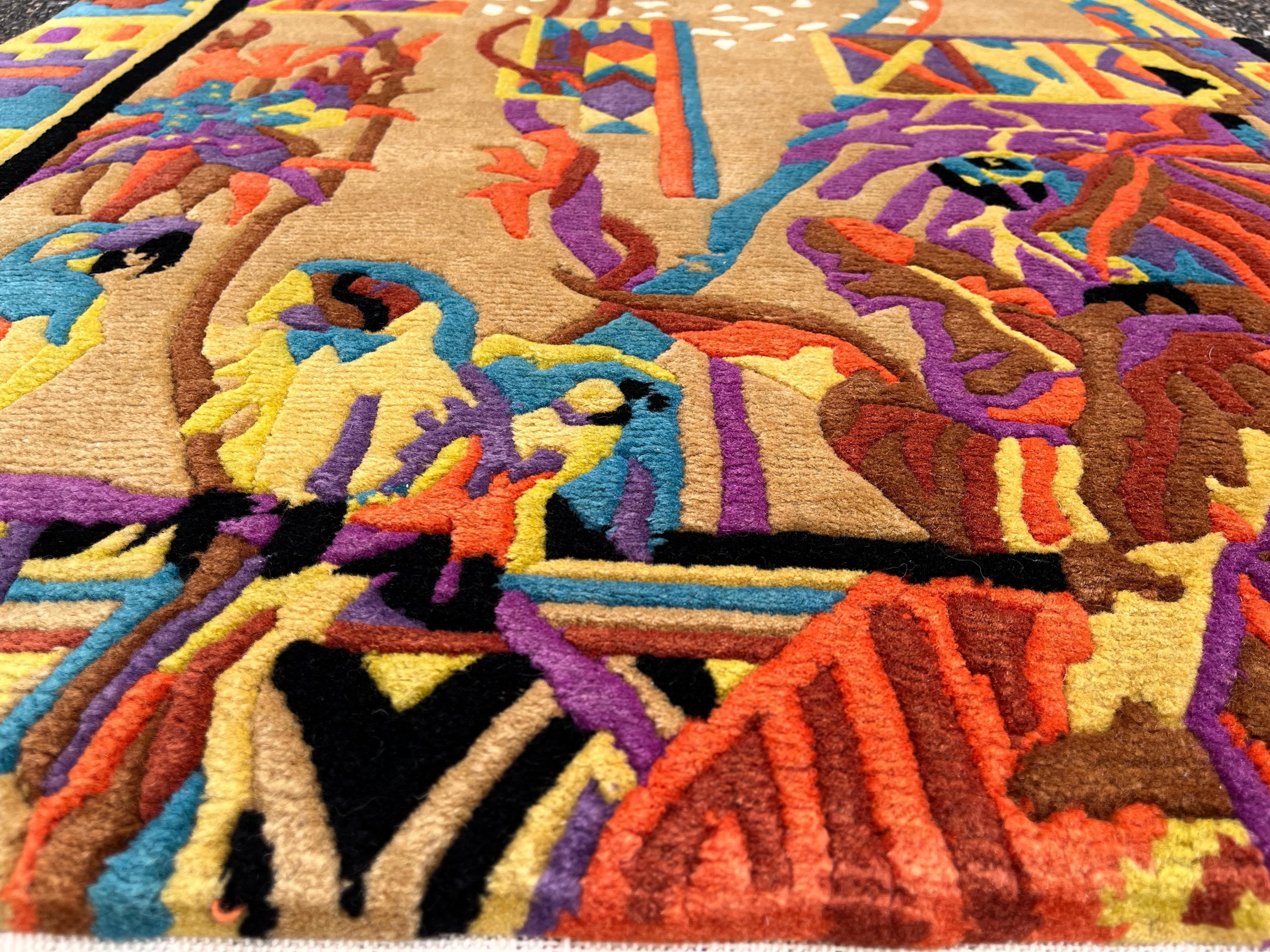 Modern Rug Signed Nini Ferrucci In Good Condition For Sale In RÉDING, FR