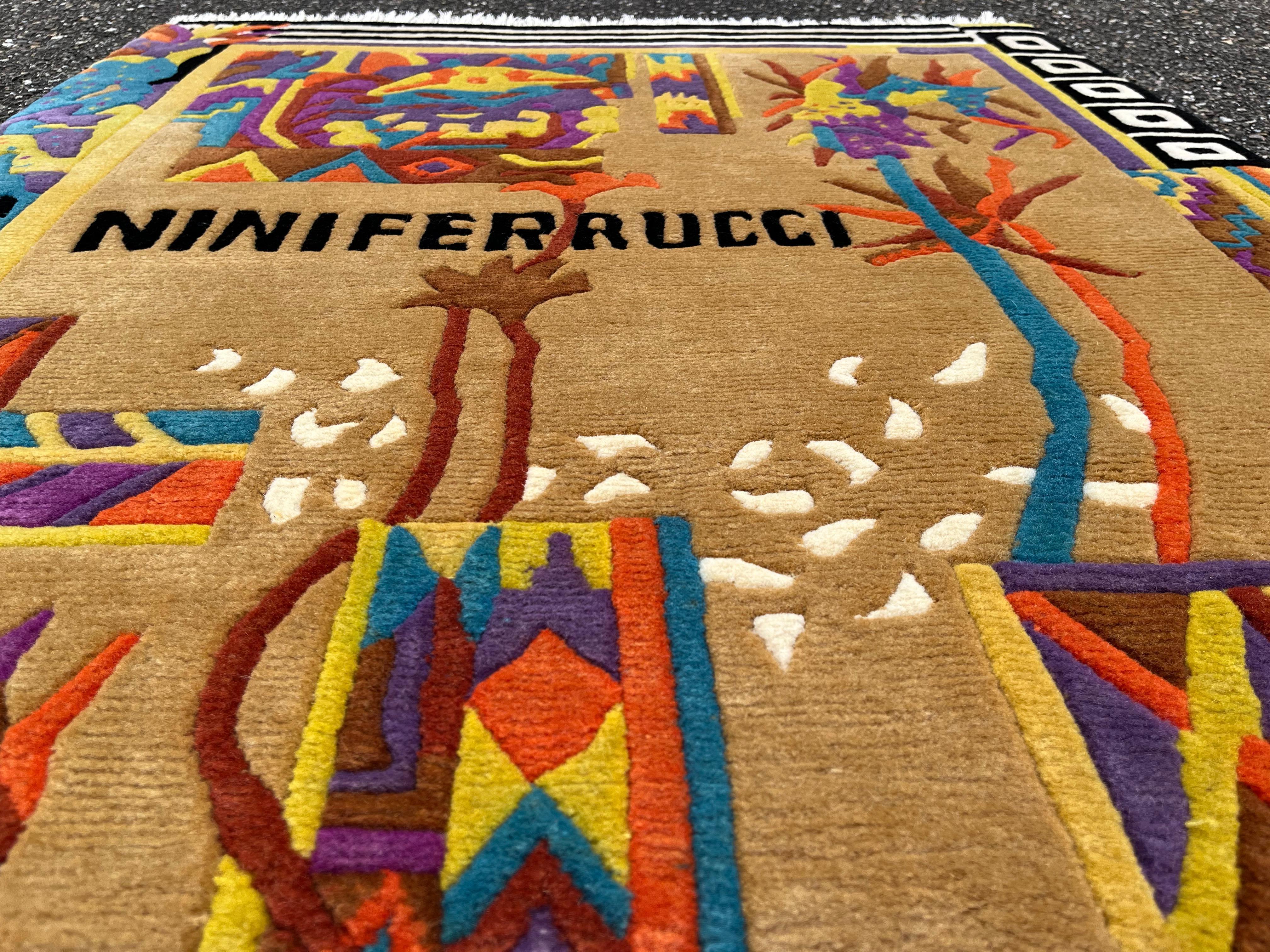 Moderner Teppich, signiert Nini Ferrucci (Wolle) im Angebot