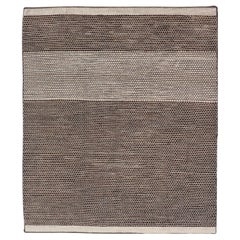 Modern Rug with Brick Design in Brown and Cream by Keivan Woven Arts 9'4 x 11'1