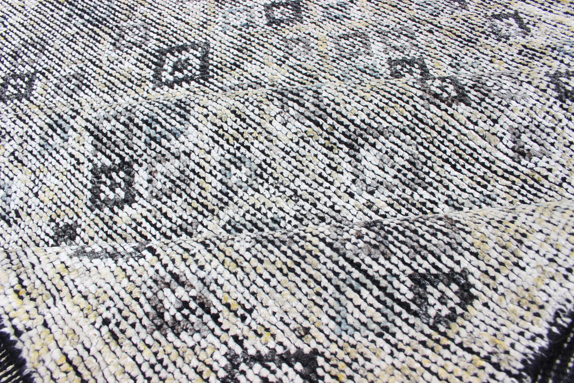 Tappeto moderno con sottile motivo a diamante in grigio tenue e avorio  8'5 x 9'10 in vendita 4