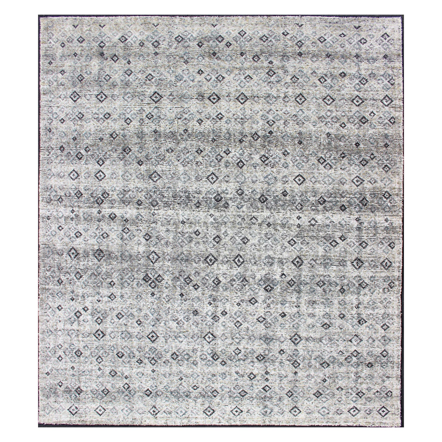 Moderner Teppich mit dezentem Rautenmuster in weichem Grau mit Elfenbein  8'5 x 9'10