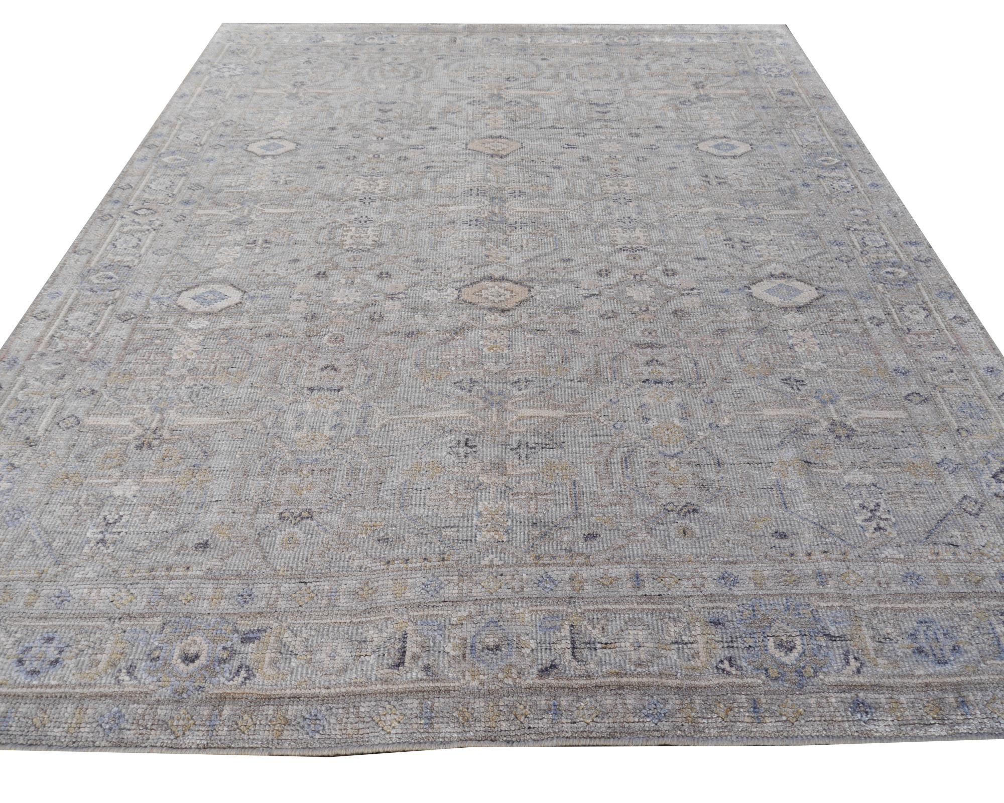 Modern Rug Wool Pile and Bamboo Silk in style of Oushak In New Condition In Lohr, Bavaria, DE