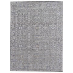 Modern Rug Wool Pile and Bamboo Silk in style of Oushak