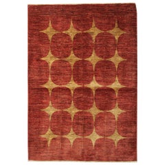 Vintage Modern Rugs Orange Fine Contemporary Rugs, Carpet from Afghanistan
