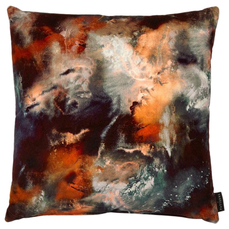 Modern Rust Cloudbusting Cotton Velvet Cushion by 17 Patterns For Sale