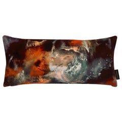 Modern Rust Cloudbusting Pattern Velvet Lumbar Cushion by 17 Patterns