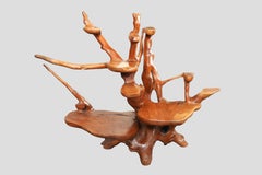 Modernes rustikales Adirondack Pflanzgefäß & Sockel - Organische Holzkunst mit 3 Ablagen