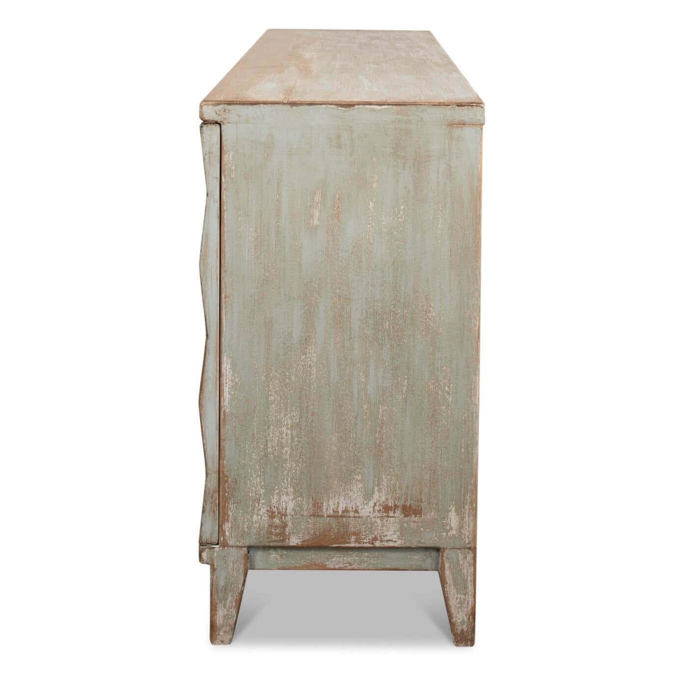 Wood Modern Rustic Arabesque Four Door Cabinet For Sale