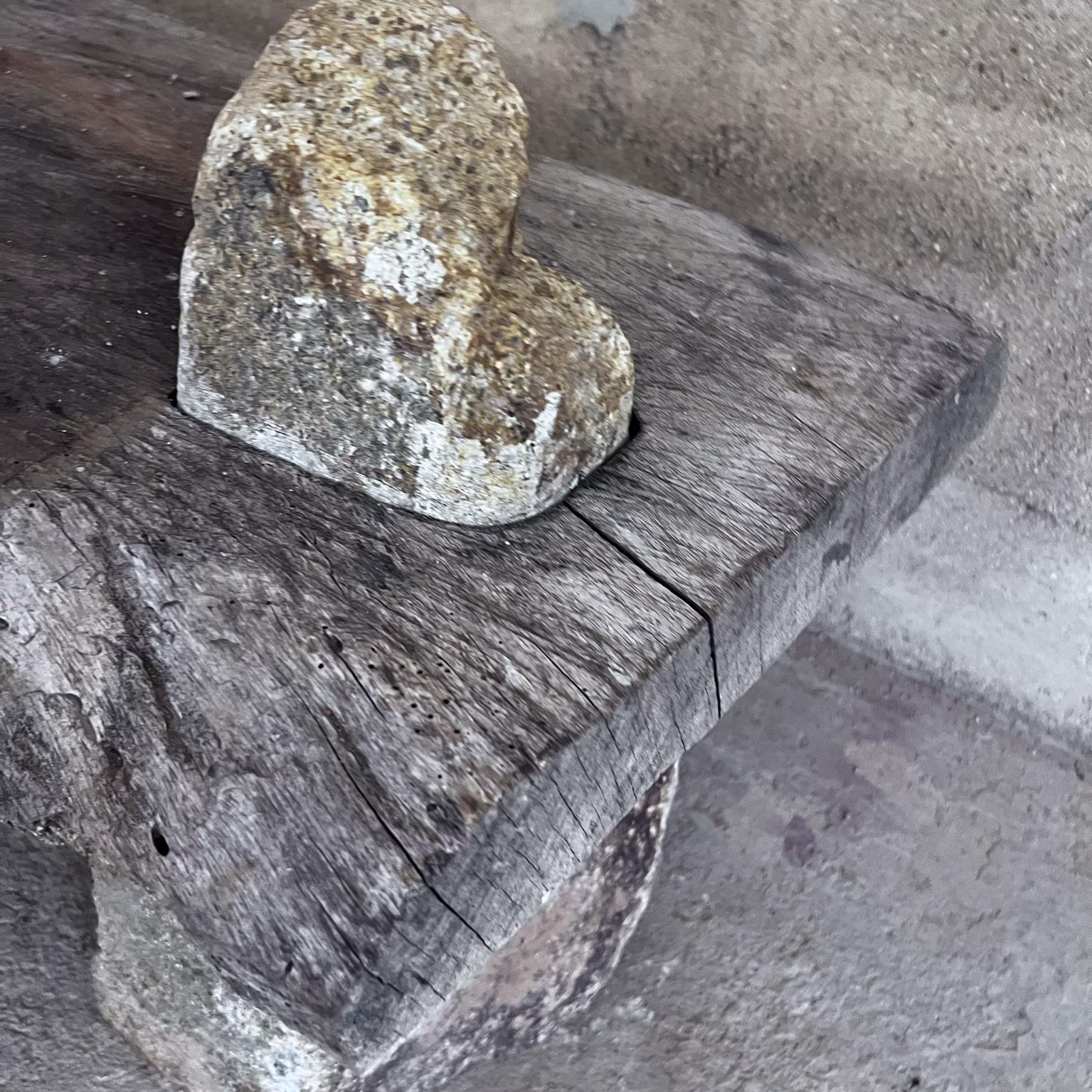 Primitive Rustic Bench Spanish Mesquite Wood and Rock Stone For Sale 8