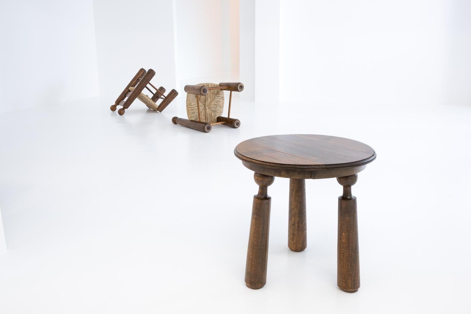 Modern Rustic, Brutalistic Table / Chair Set by Charles Dudouyt, France, 1940s For Sale 4