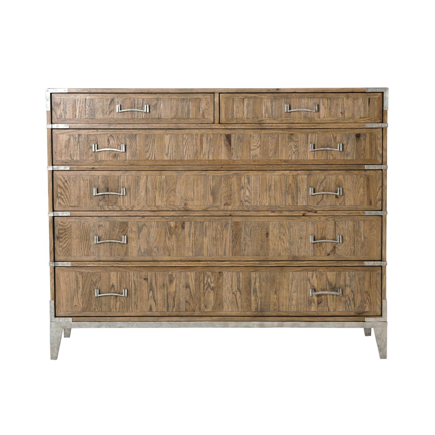 Modern rustic dresser constructed of oak and rustic oak parquetry with our 