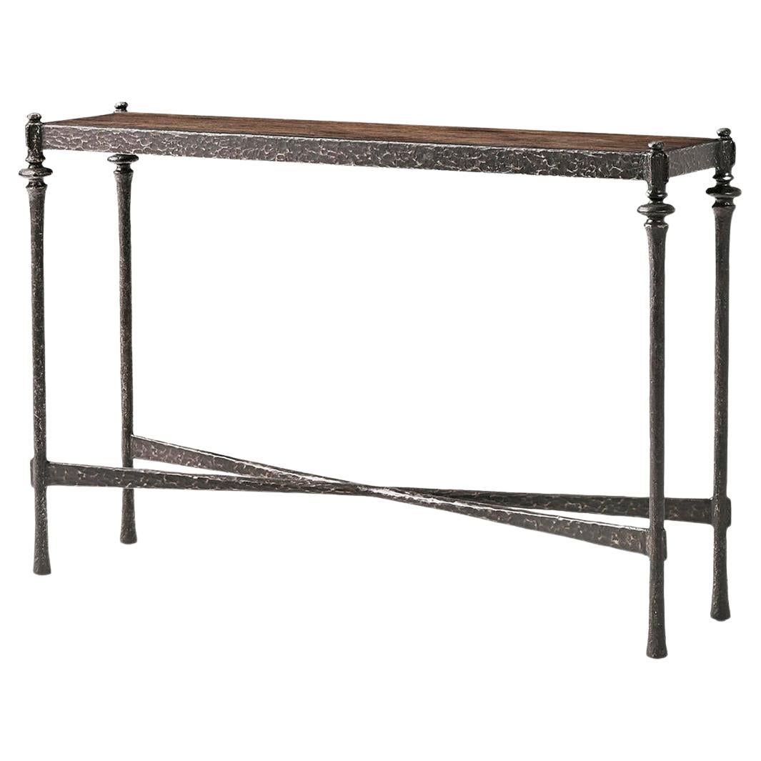 Modern Rustic Hammered Iron Console Table