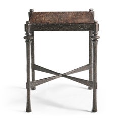 Modern Rustic Hammered Iron Side Table