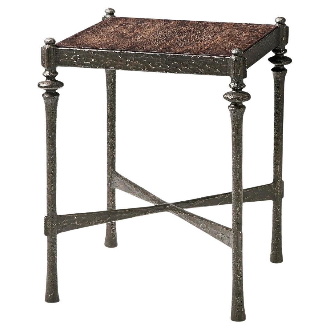 Modern Rustic Hammered Iron Side Table