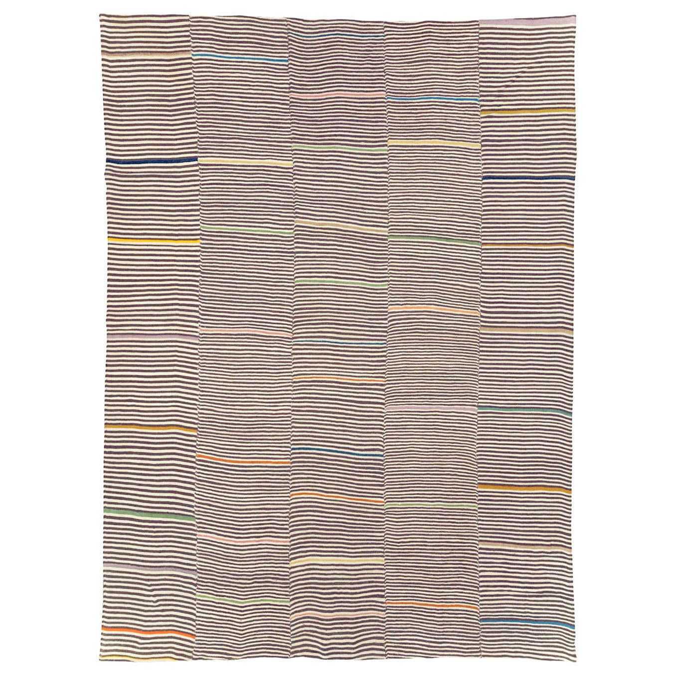 Tappeto Kilim moderno e rustico, fatto a mano, a trama piatta, per una stanza.