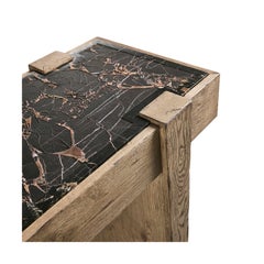Modern Rustic Oak and Marble Console Table