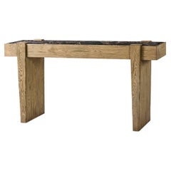 Modern Rustic Oak and Marble Console Table Modern Rustic Oak and Marble Console Table