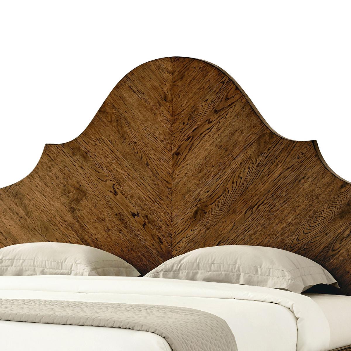 Vietnamese Modern Rustic Oak California King Bed - Dark For Sale