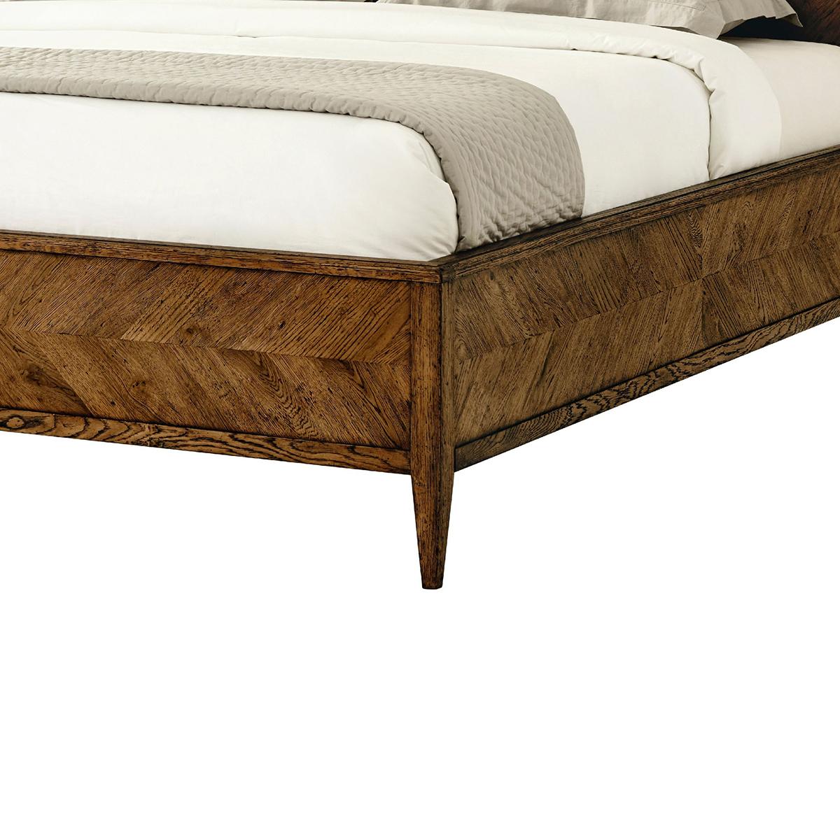 Modern Rustic Oak California King Bed - Dark In New Condition For Sale In Westwood, NJ