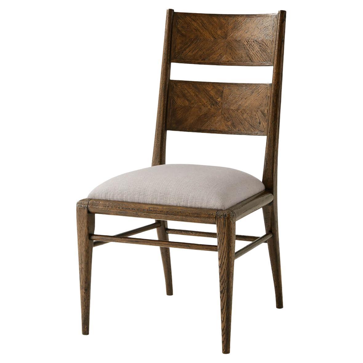 Modern Rustic Oak Dining Chair, Dark Oak For Sale