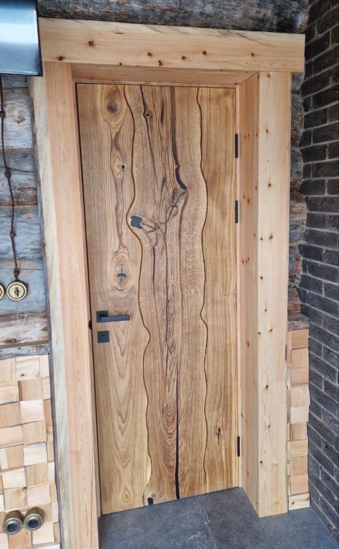 Modern Rustic Solid Oak Interior Door with Organic Seam, Custom Sizes ...