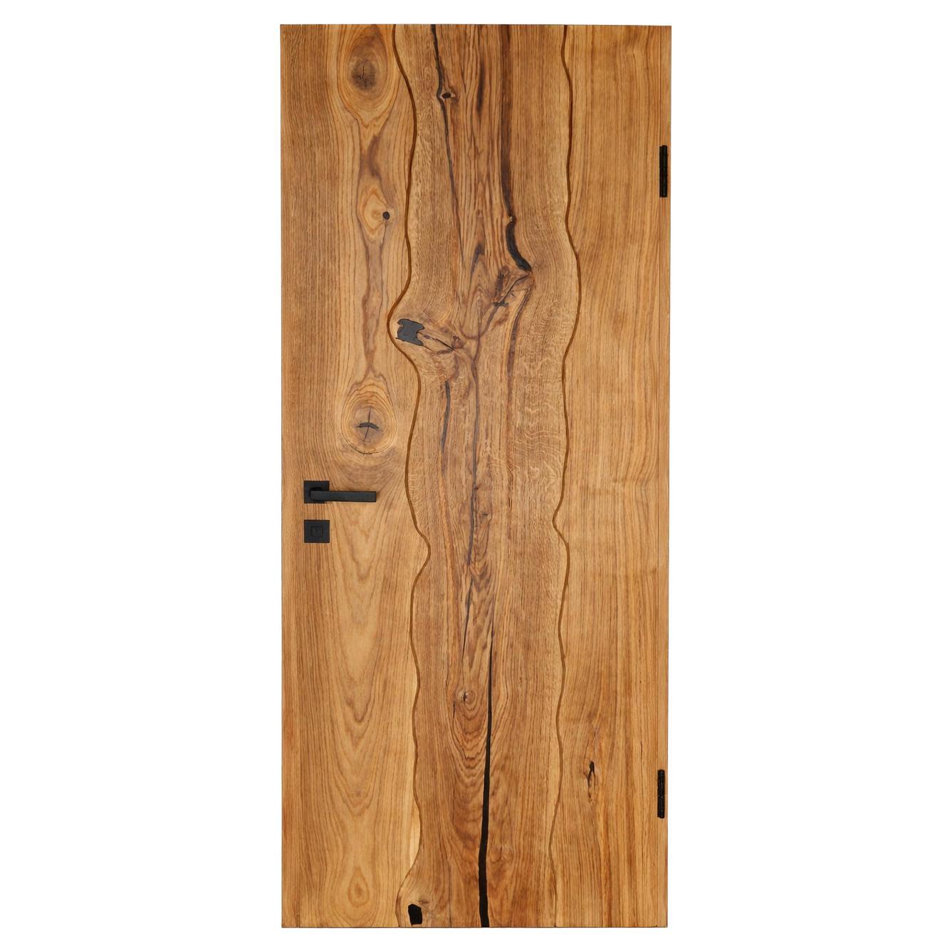 Modern Rustic Solid Oak Interior Door with Organic Seam, Custom Sizes