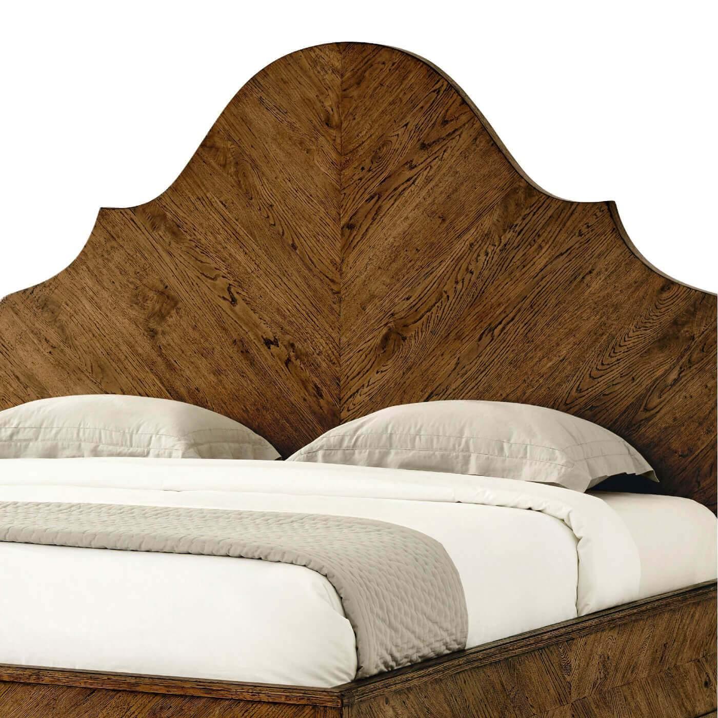 Modernes modernes rustikales King-Bett aus Eiche, dunkel (Rustikal) im Angebot