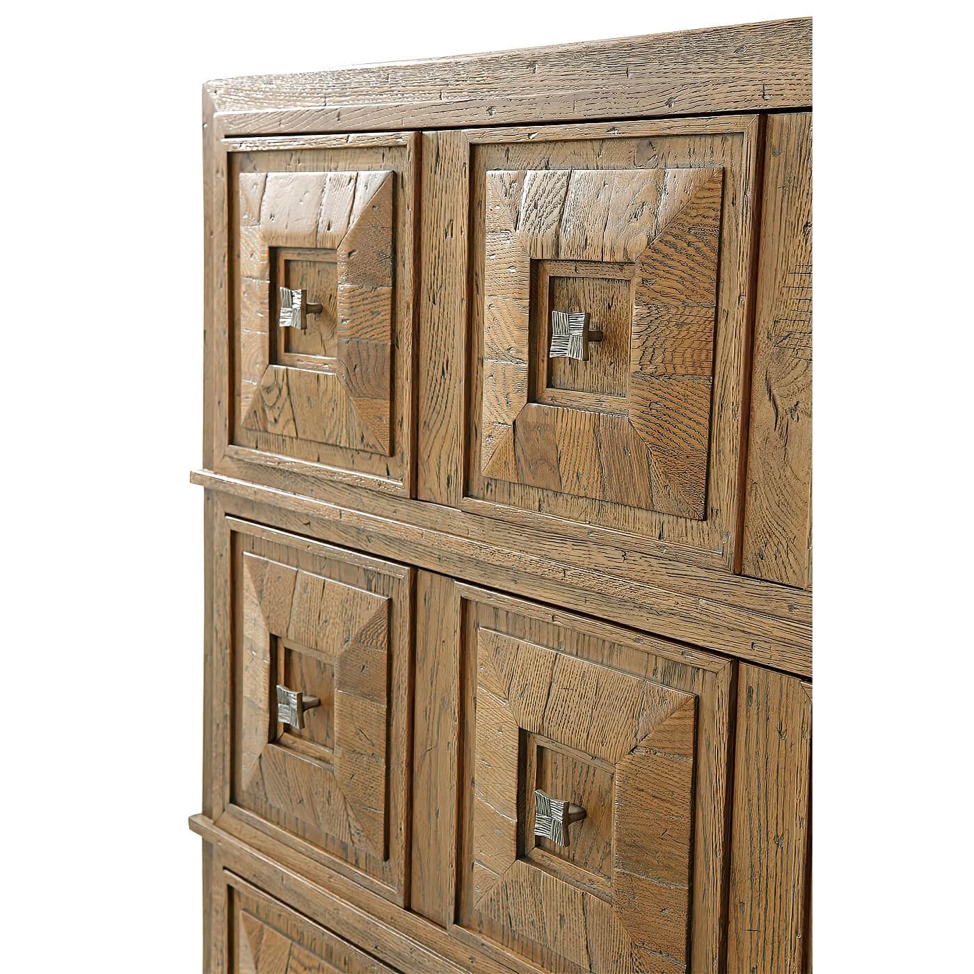 Contemporary Modern Rustic Oak Parquetry Dresser