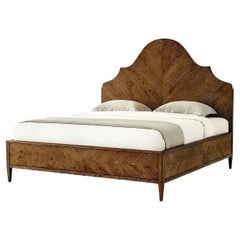 Modern Rustic Oak Queen Bed, Dark