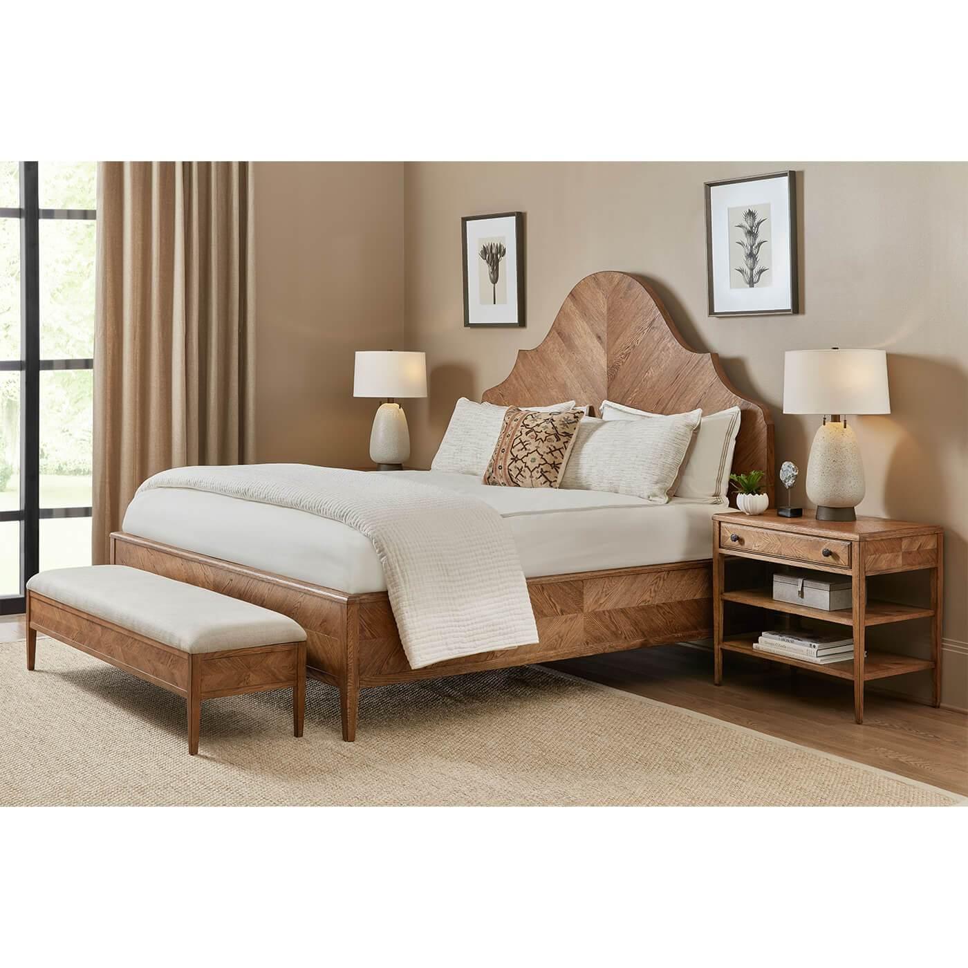 Modern Rustic Oak Queen Bed In New Condition For Sale In Westwood, NJ