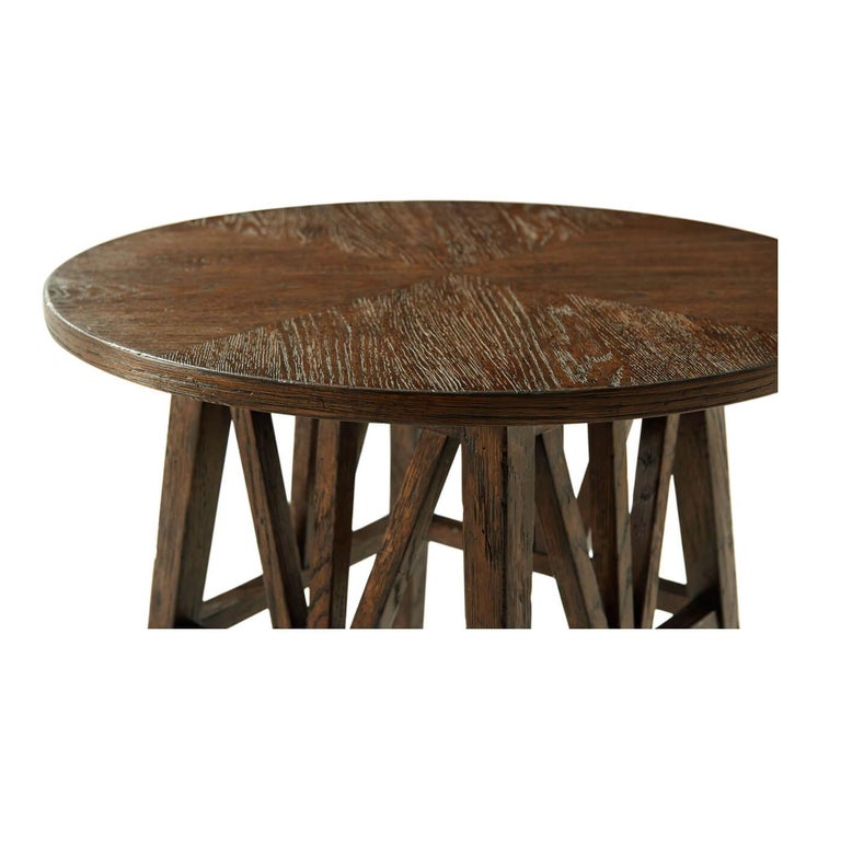 Modern Rustic Oak Round End Table For Sale at 1stDibs