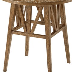 Modern Rustic Oak Round End Table, Light Oak