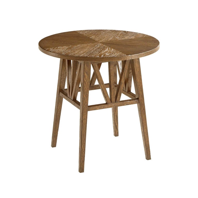 Modern Rustic Oak Round End Table, Light Oak For Sale at 1stDibs
