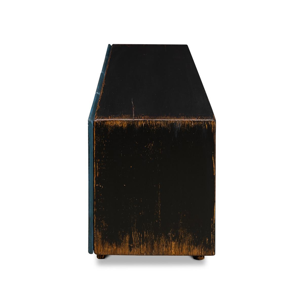 Wood Modern Rustic Painted Media Cabinet For Sale