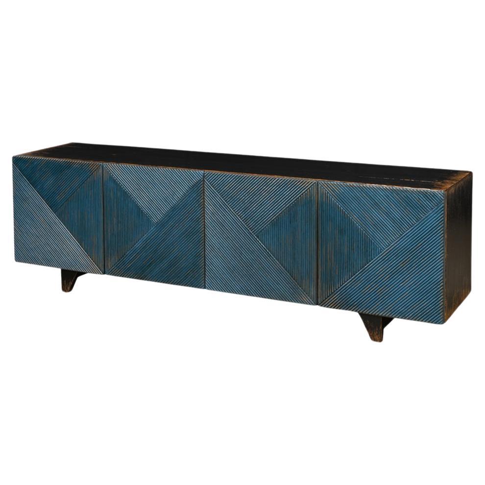 Modern Rustic Painted Media Cabinet For Sale