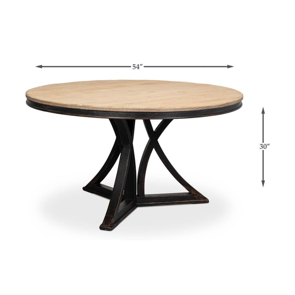 Modern Rustic Round Dining Table - Black For Sale 4