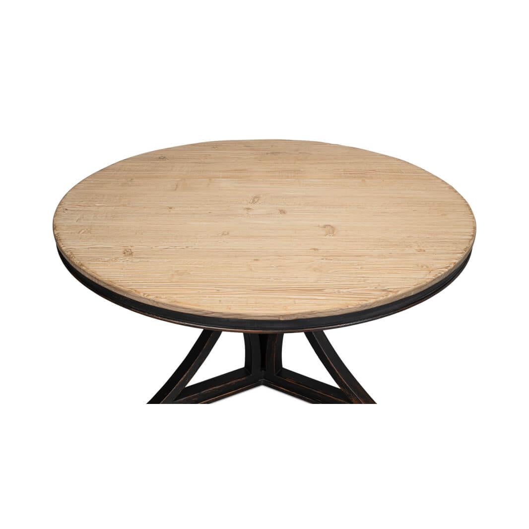 Modern Rustic Round Dining Table - Black In New Condition For Sale In Westwood, NJ