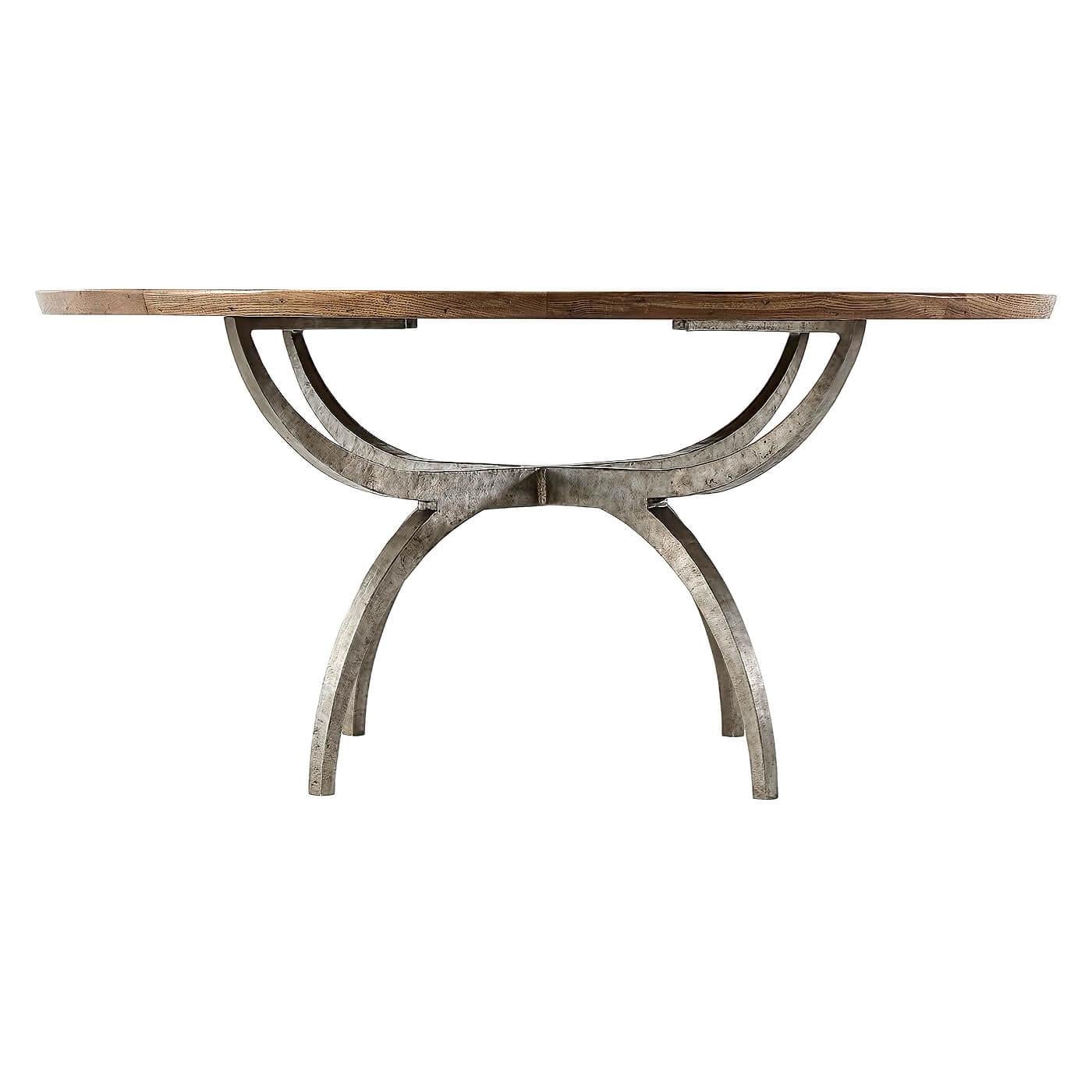 Rustique Table de salle à manger ronde rustique et moderne en vente