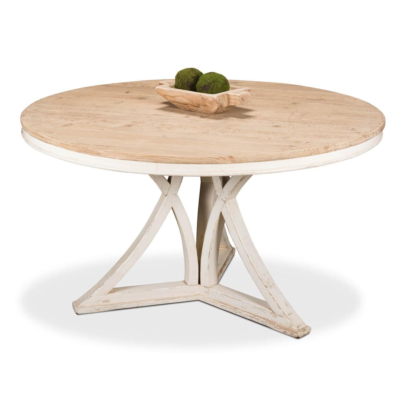 Rustique Table de salle à manger ronde rustique et moderne en vente