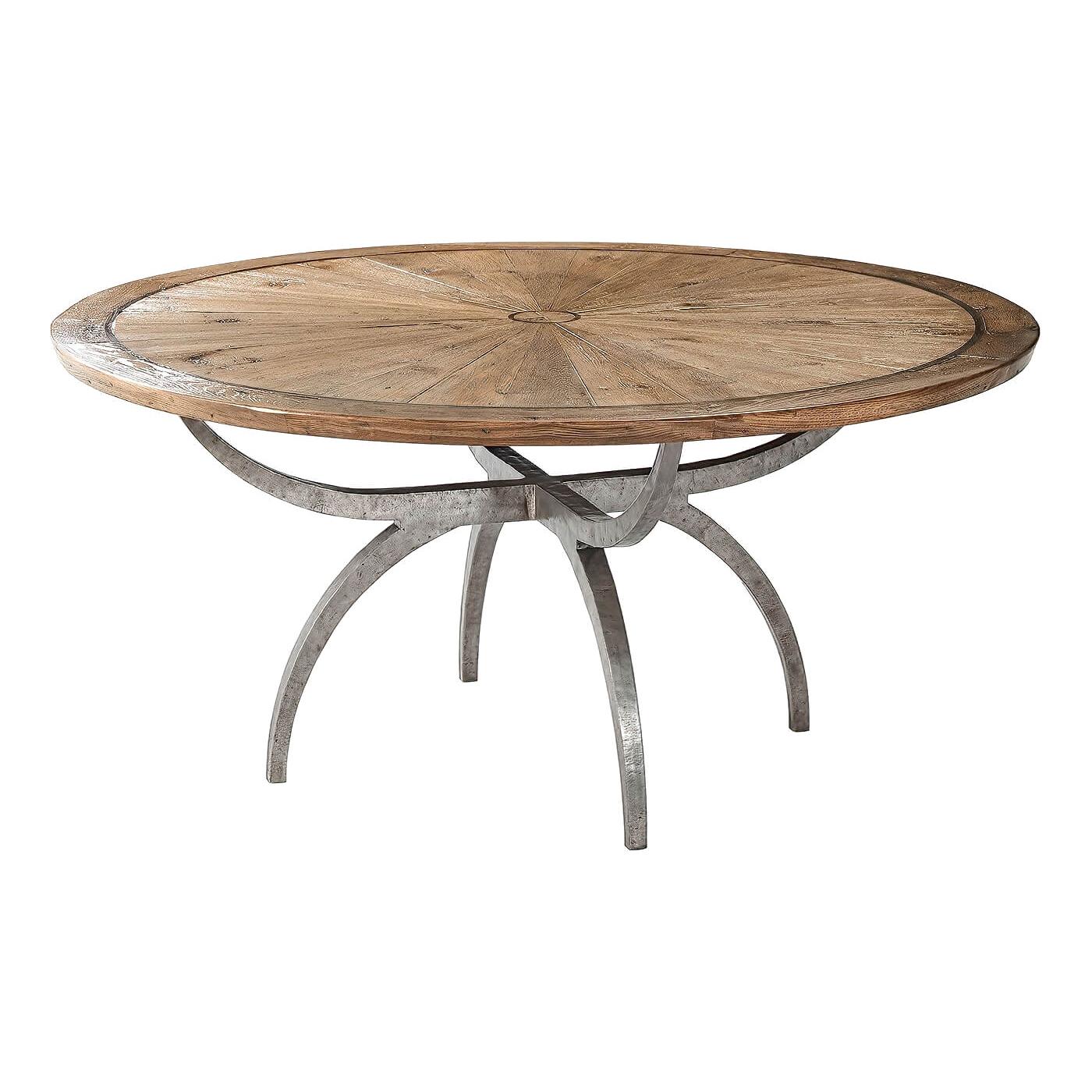 Modern Rustic Round Dining Table For Sale