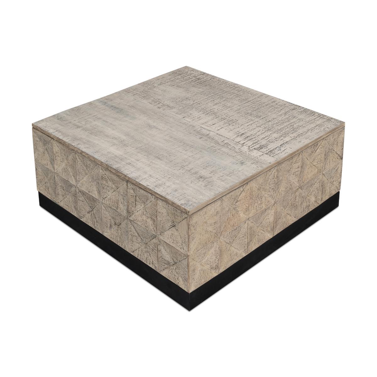 Modern Rustic Square Coffee Table In New Condition For Sale In Westwood, NJ