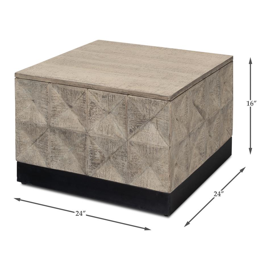 Modern Rustic Square Coffee Table, Small For Sale 4