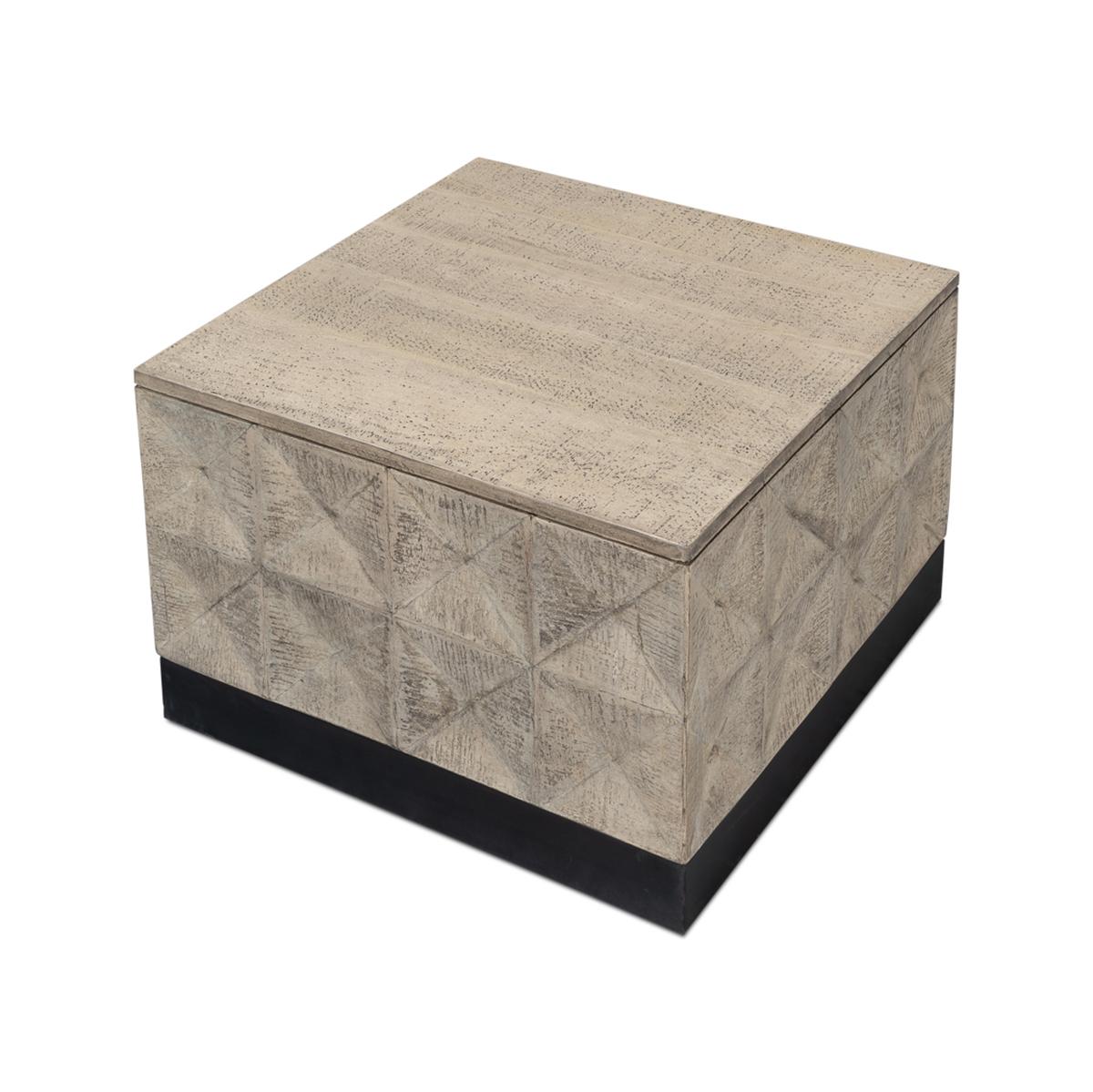 Asian Modern Rustic Square Coffee Table, Small For Sale